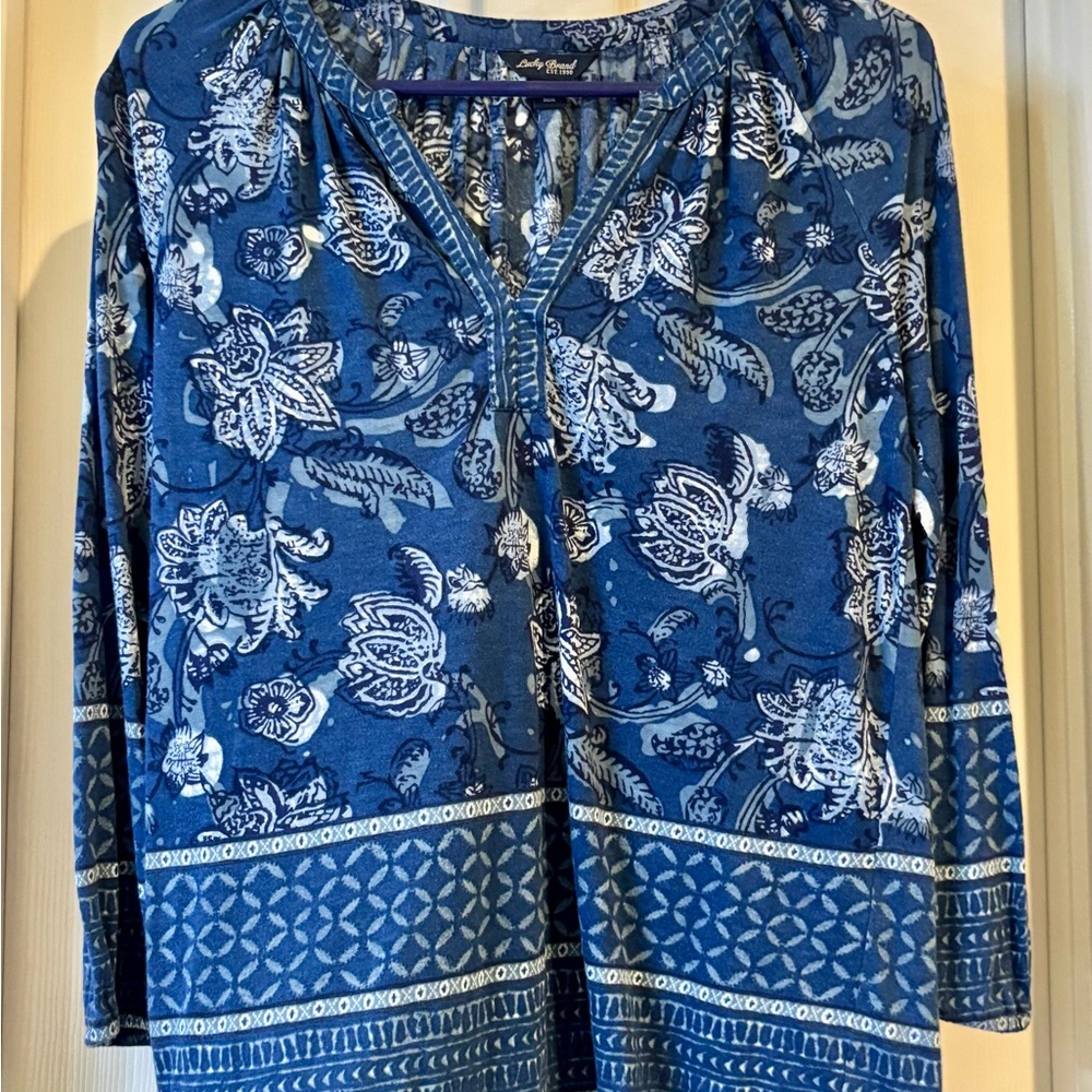 Lucky Brand Navy Floral Blouse